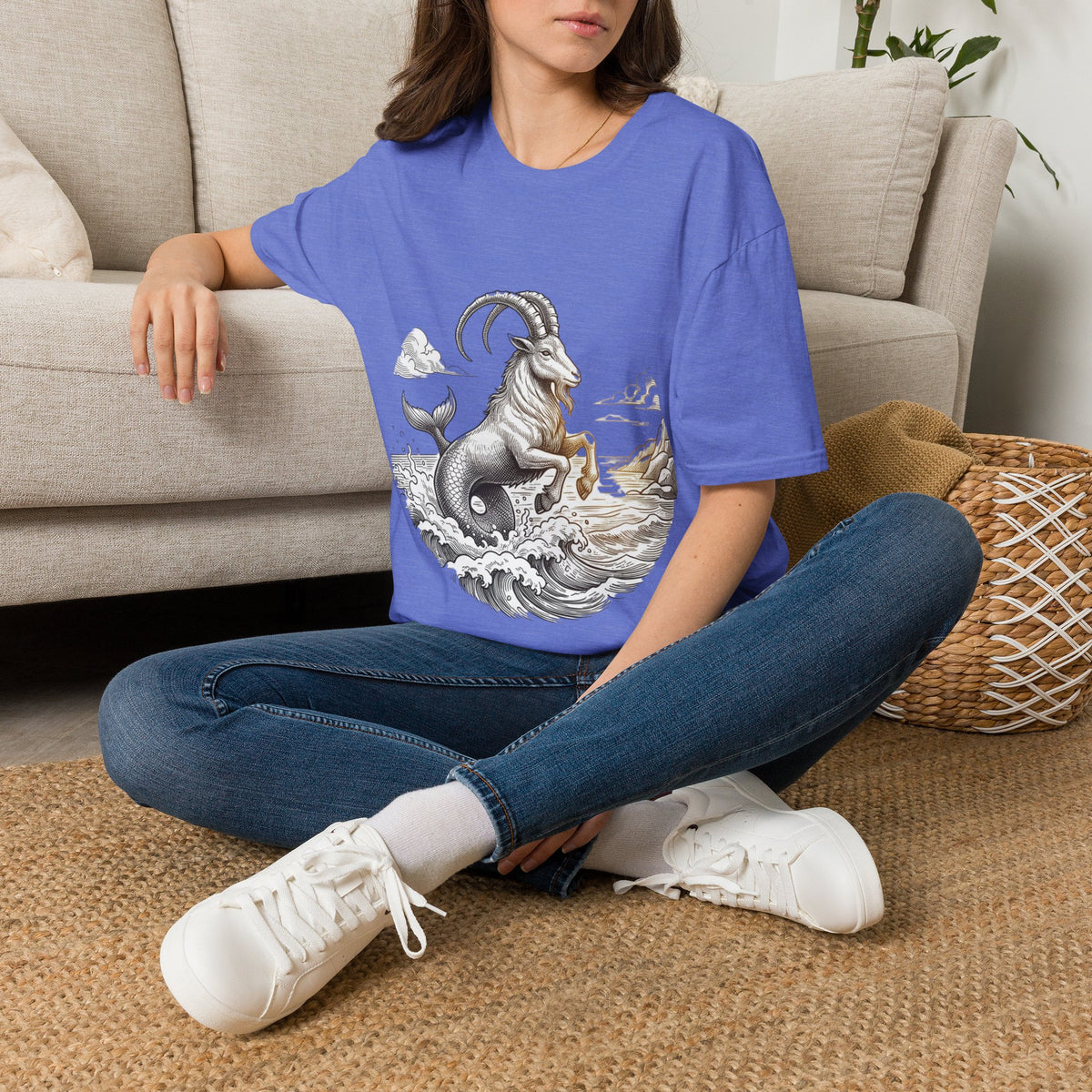 Capricorn Goat-Mermaid T-Shirt — Mythical Sea Goat Zodiac Tee