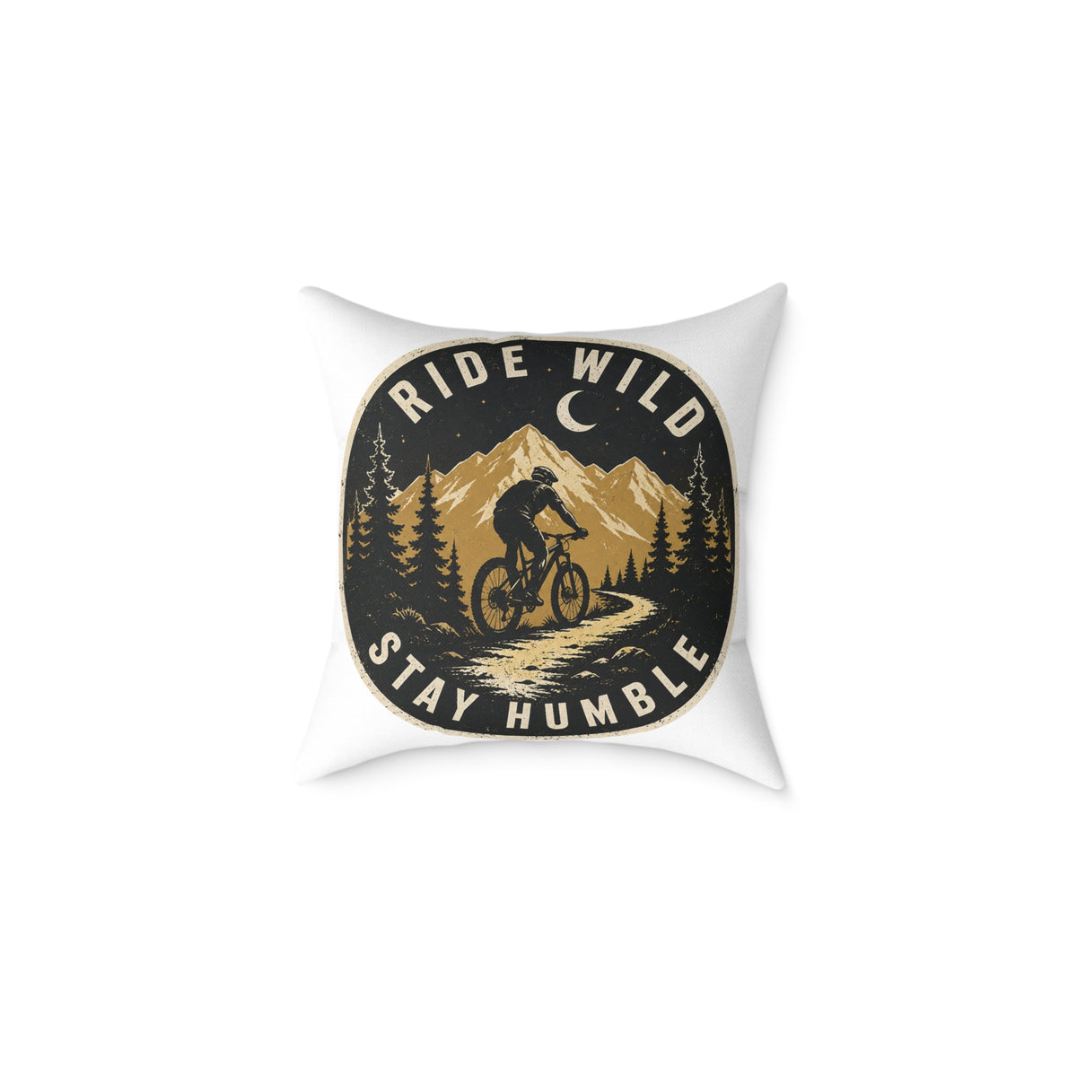 Ride Wild Stay Humble Mountain Bike Pillow  Milo Bailey Dog Dad Mom — Outdoor Cycling Adventure Throw Pillow