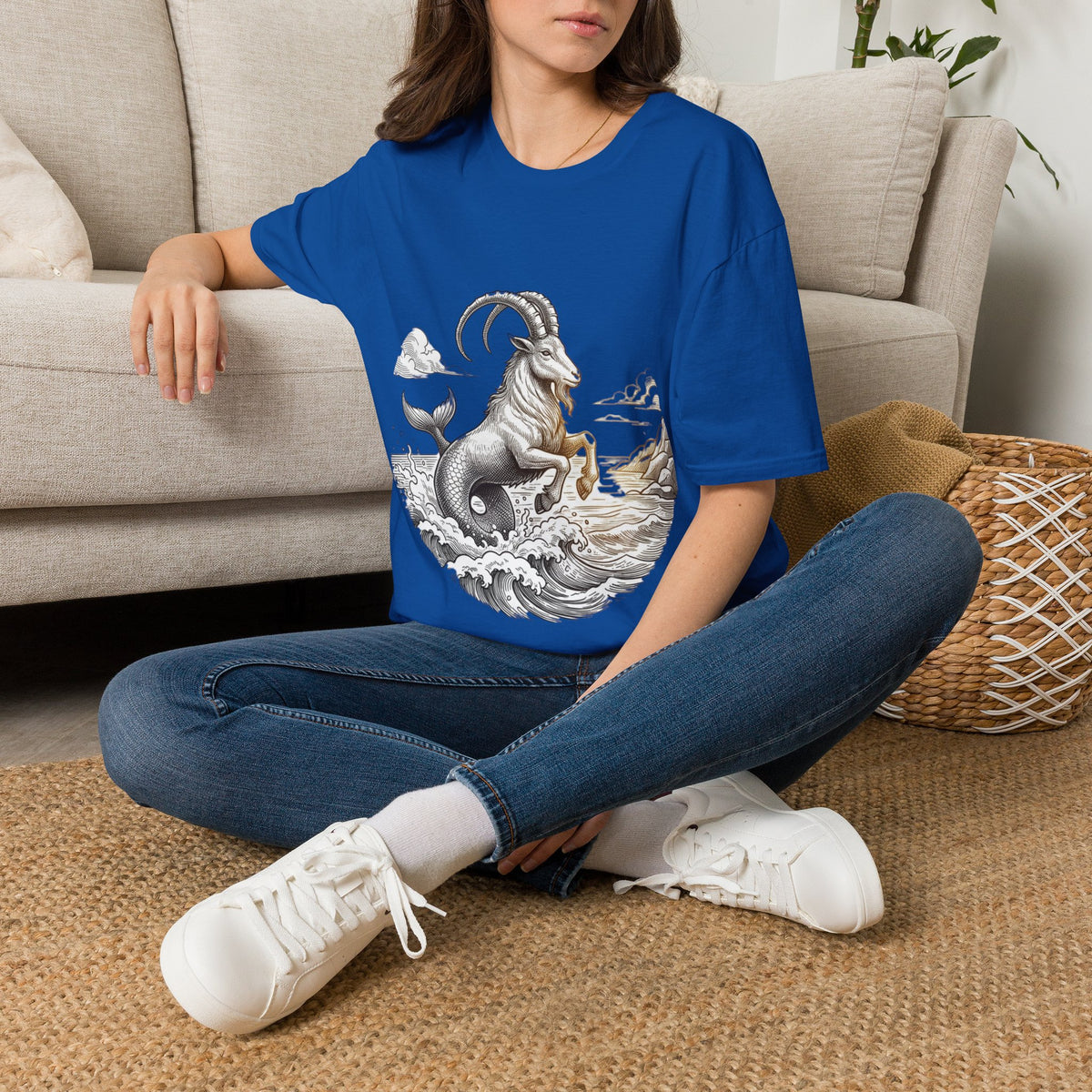 Capricorn Goat-Mermaid T-Shirt — Mythical Sea Goat Zodiac Tee