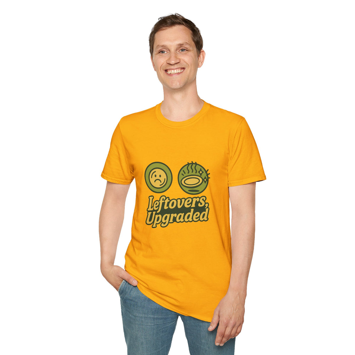 Leftovers Upgraded T-Shirt — Funny Foodie Tee with Soup & Smiley Icons - Trending Now - September 2026