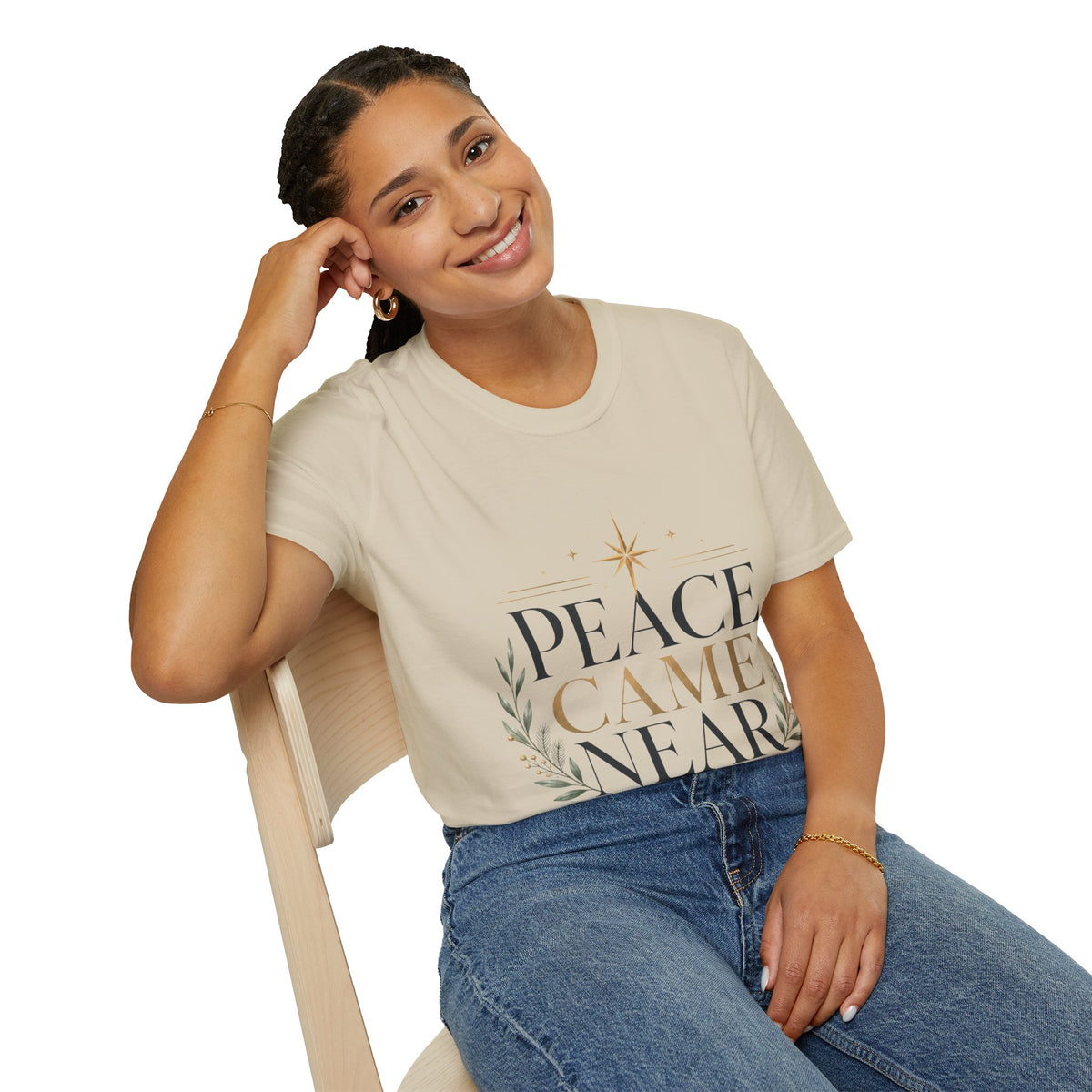 Peace Came Near T‑Shirt — Christmas Nativity Holiday Tee