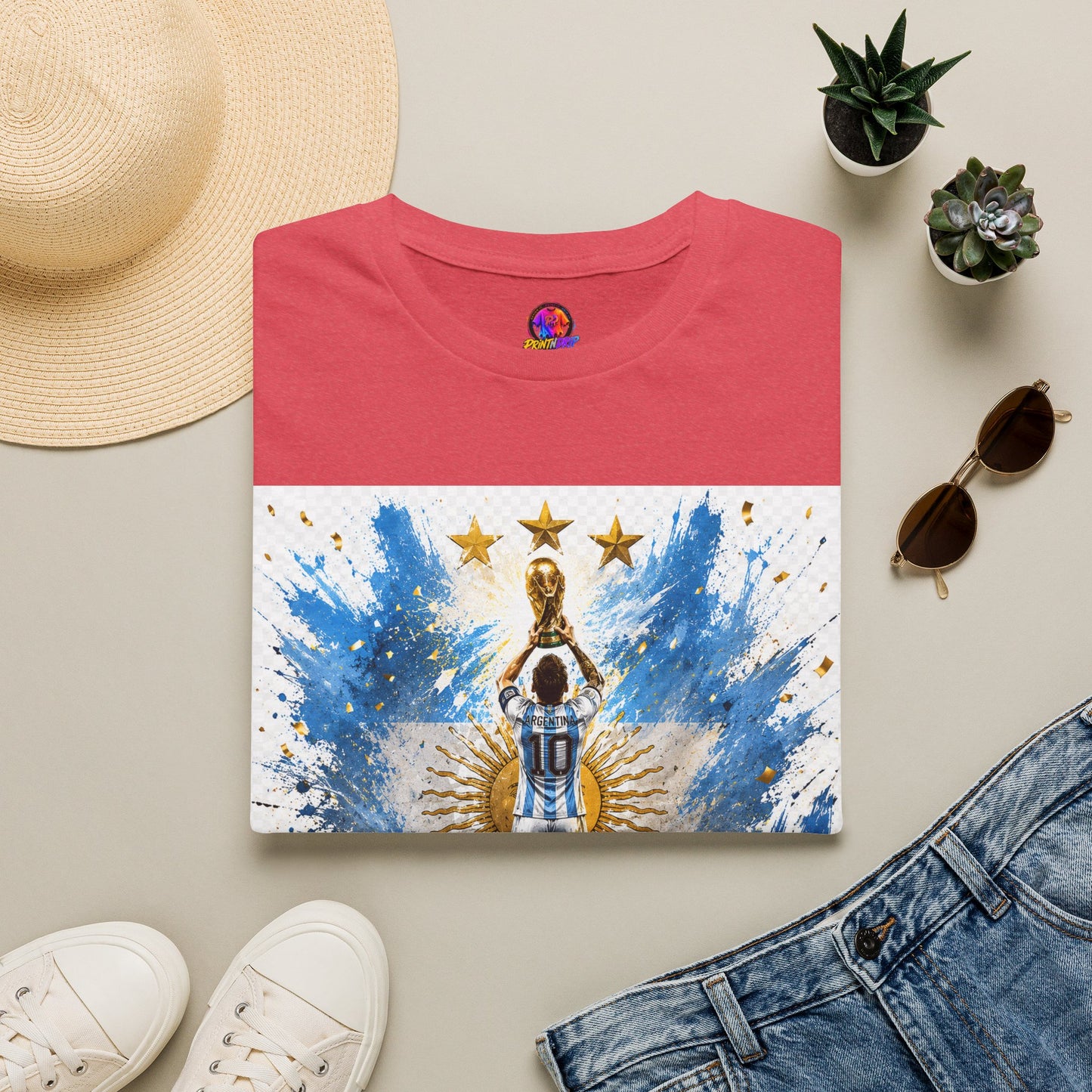 Argentina World Champions T‑Shirt — Soccer World Cup 3 Stars Tribute