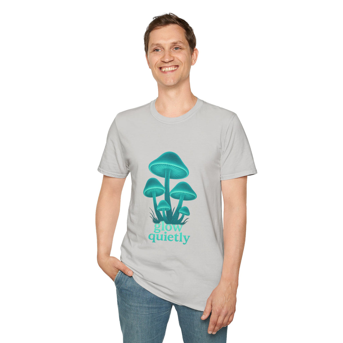 Mushroom Graphic T-Shirt — 'Grow Quietly' Teal Fungi Tee - Trending Now - August 2026