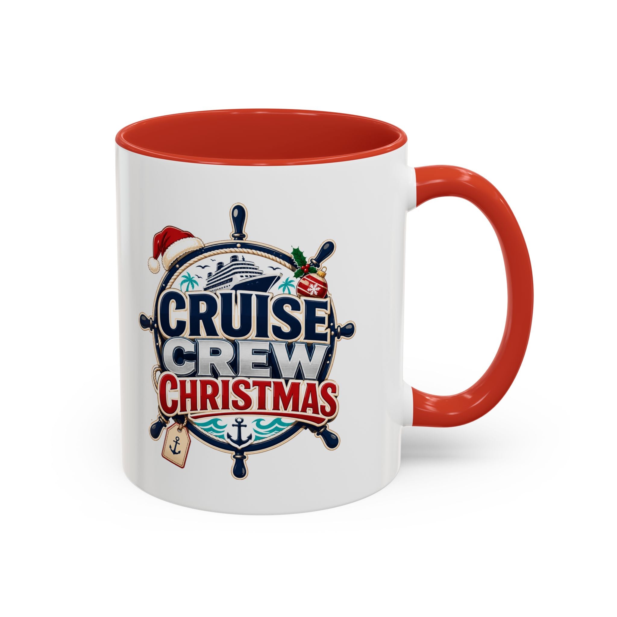 Modern Day Christmas  Cruise Crew Accent Coffee Mug - Holiday Nautical Travel Gift (11/15oz)