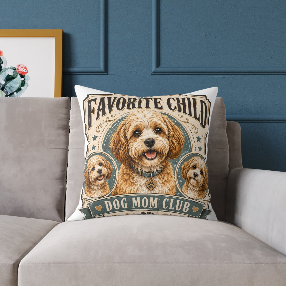 Favorite Child Dog Mom Club Pillow  Milo Bailey Dog Dad Mom — Cute Dog Mom Decorative Throw Pillow