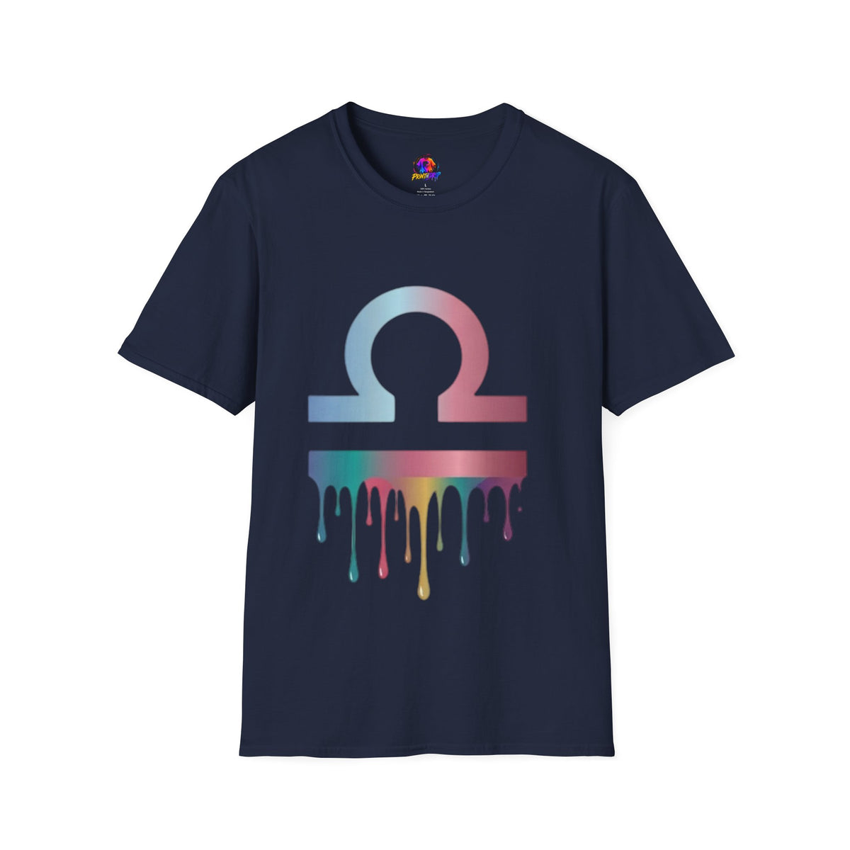 Libra Zodiac Omega Symbol T‑Shirt — Pastel Gradient Drip Graphic Shirt