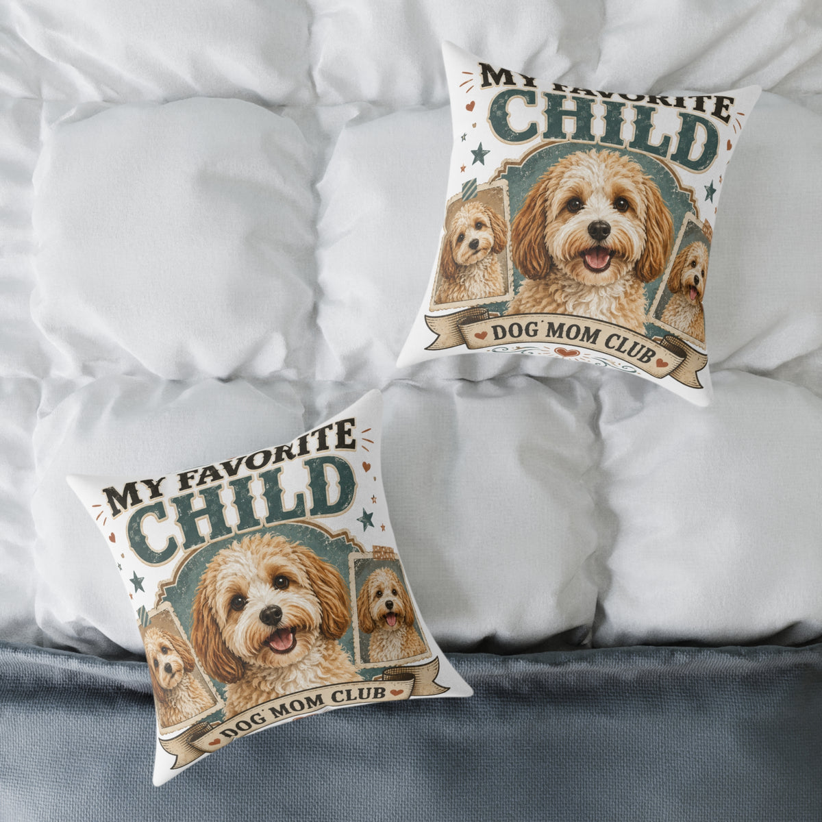 Dog Mom Club Pillow  Milo Bailey Dog Dad Mom— My Favorite Child Decorative Throw Pillow
