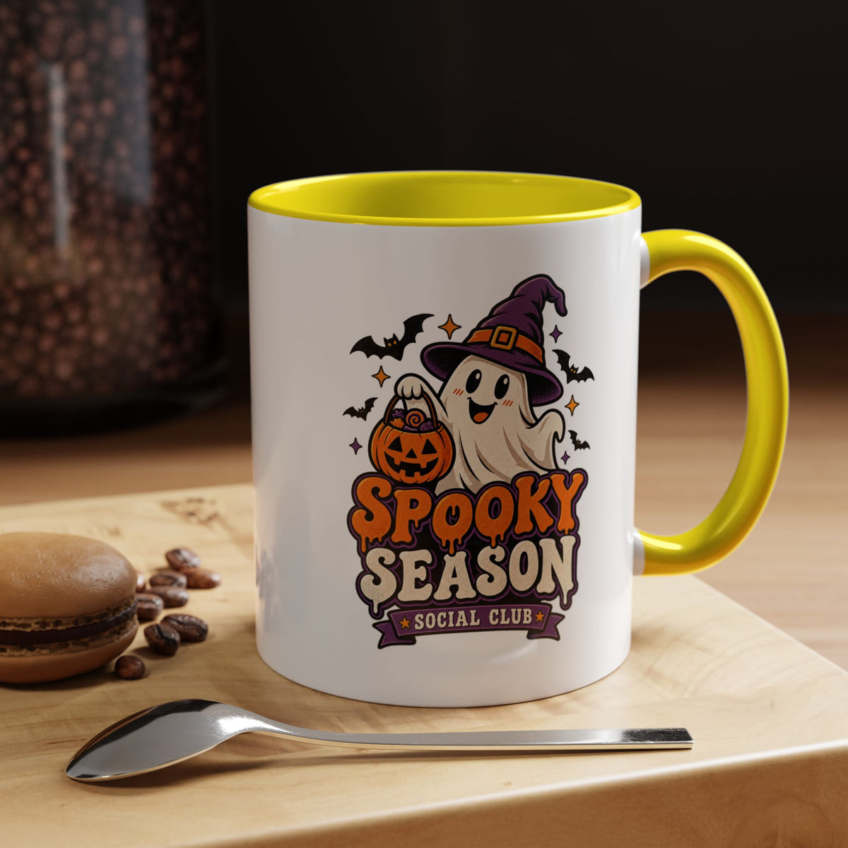 Spooky Season Coffee Mug — Cute Ghost Halloween Accent Mug (11/15oz)
