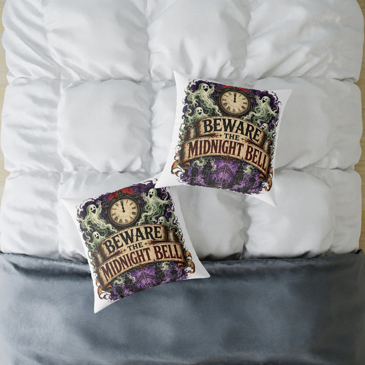Halloween Beware the Midnight Bell Decorative Pillow – Gothic Halloween Throw Pillow