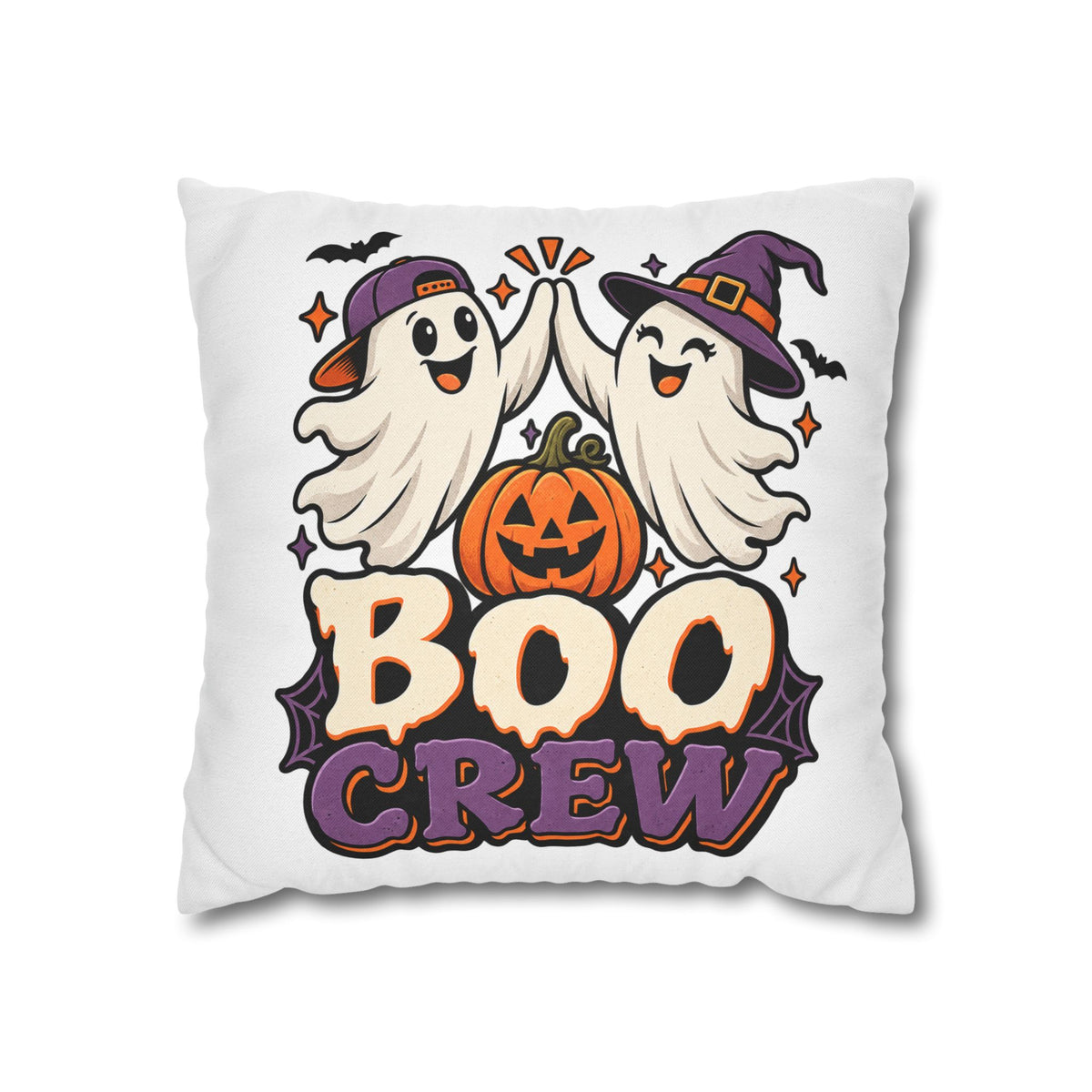 Halloween Boo Crew Pillowcase — Cute Ghost Pumpkin Decorative Throw Pillow Cover