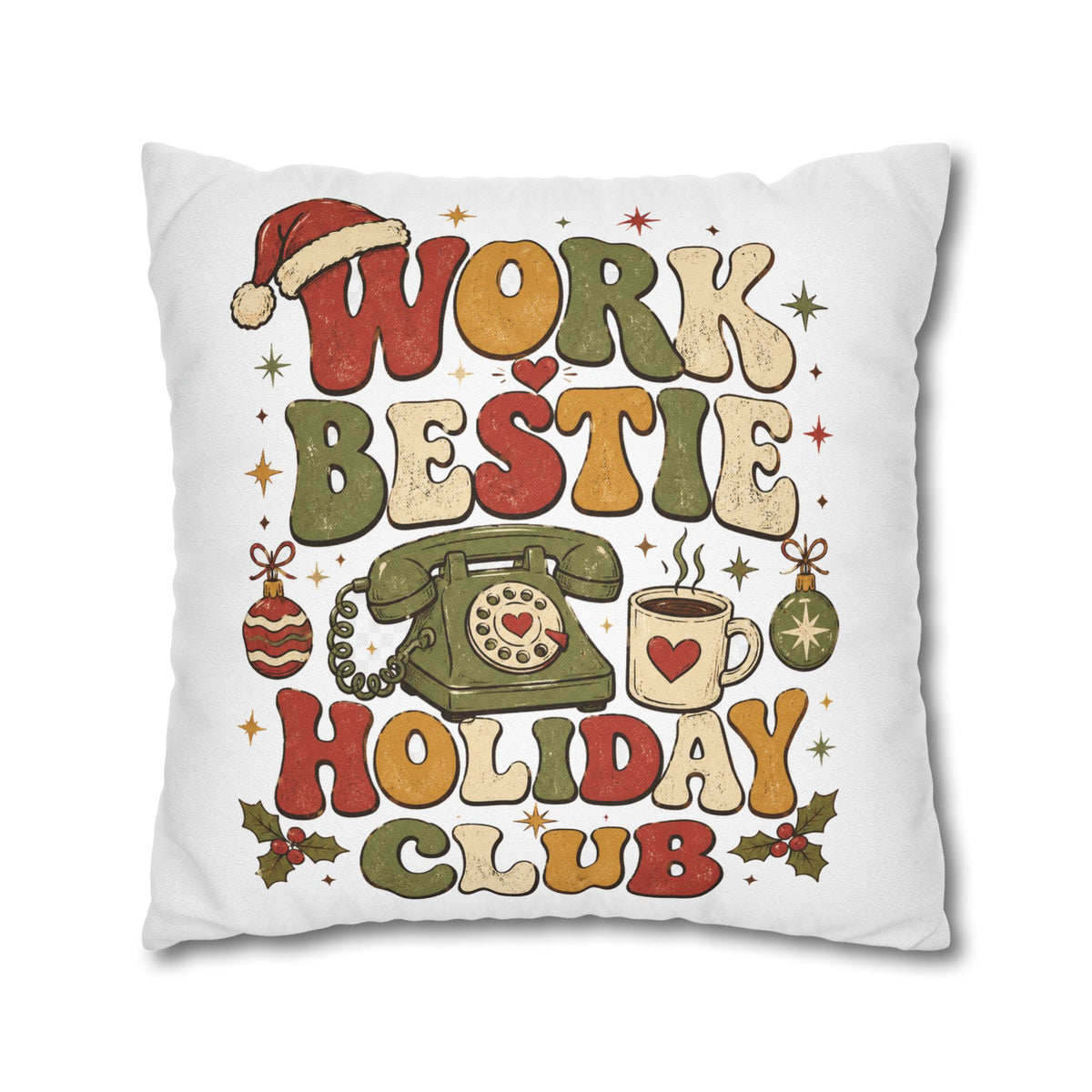 Holiday Work Bestie Pillowcase Modern Day Christmas  — Festive Office Friend Decorative Pillow Cover