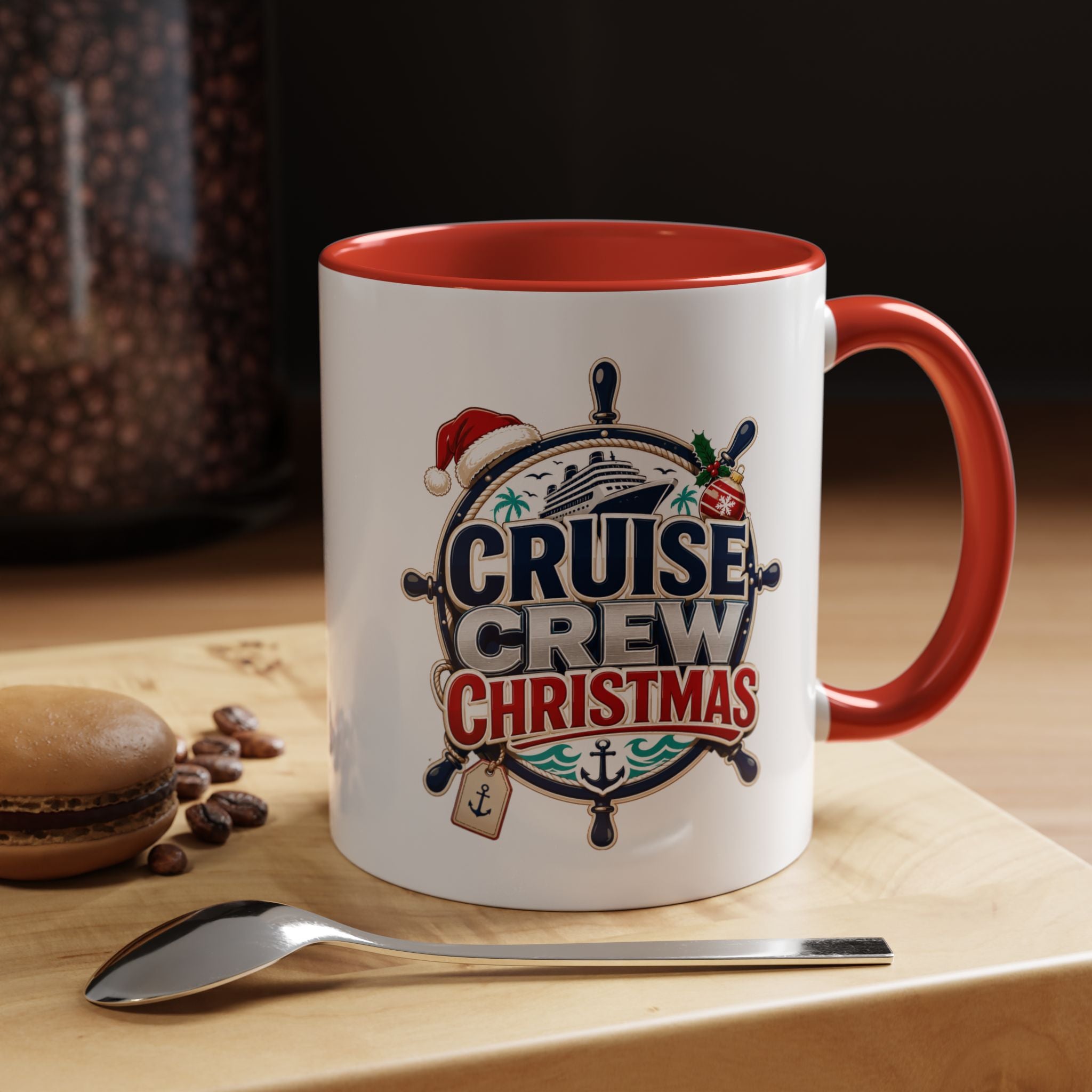 Modern Day Christmas  Cruise Crew Accent Coffee Mug - Holiday Nautical Travel Gift (11/15oz)