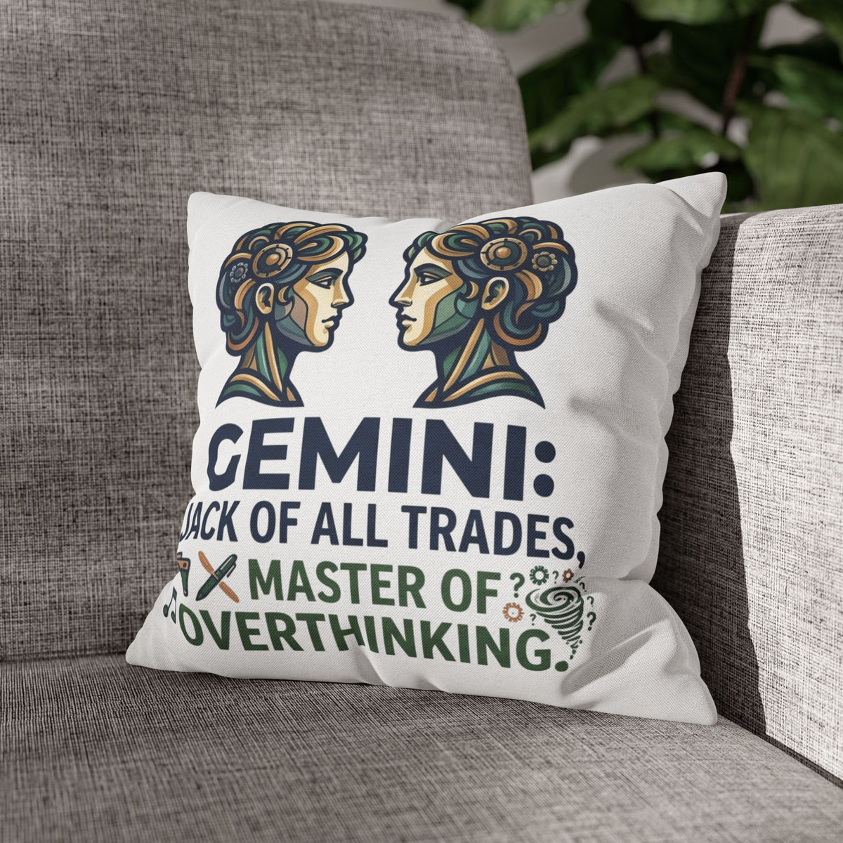 Gemini Pillowcase – "Jack of All Trades, Master of Overthinking" Astrology Throw Pillow