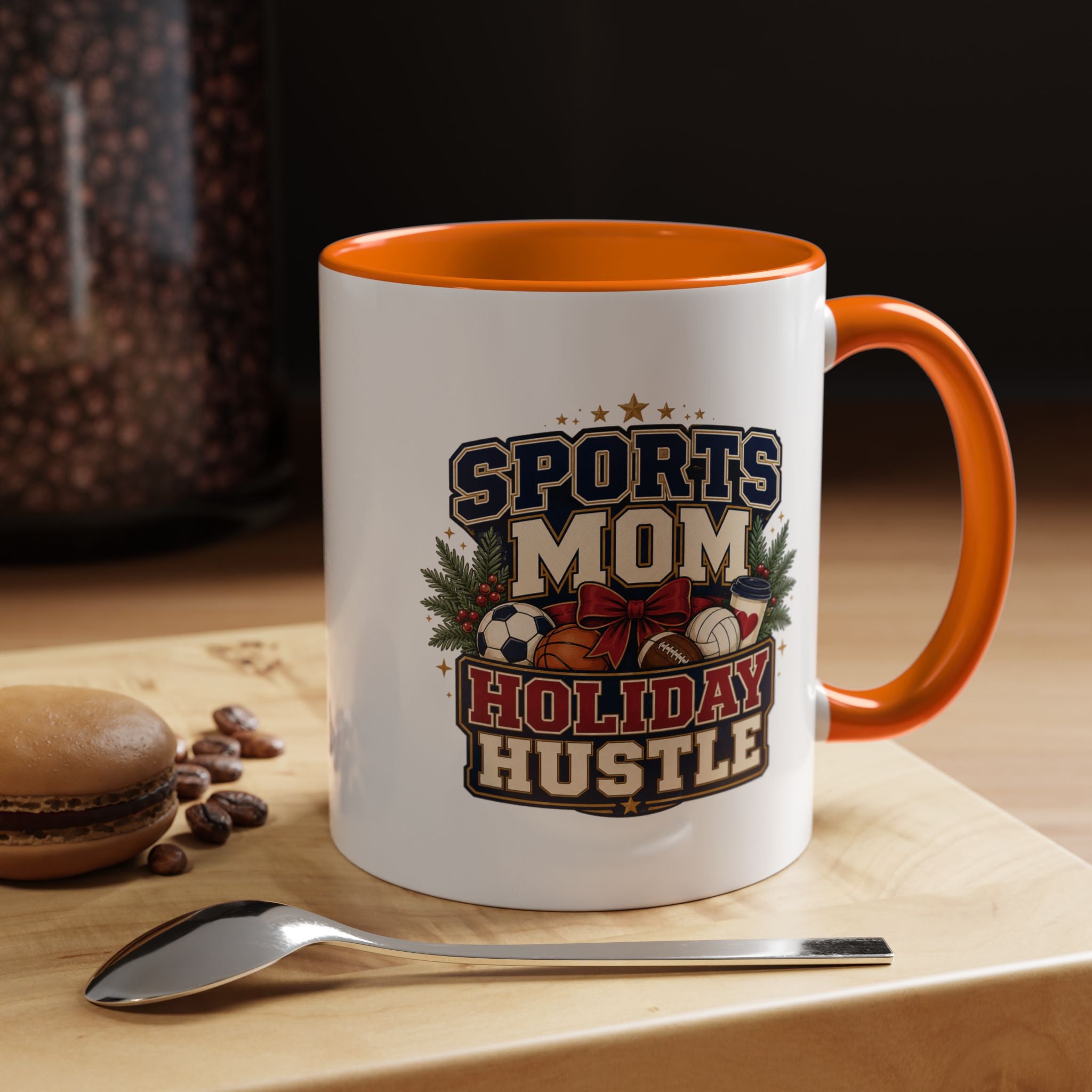 Modern Day Christmas Sports Mom Holiday Hustle Accent Coffee Mug – Christmas Sports Mom Gift