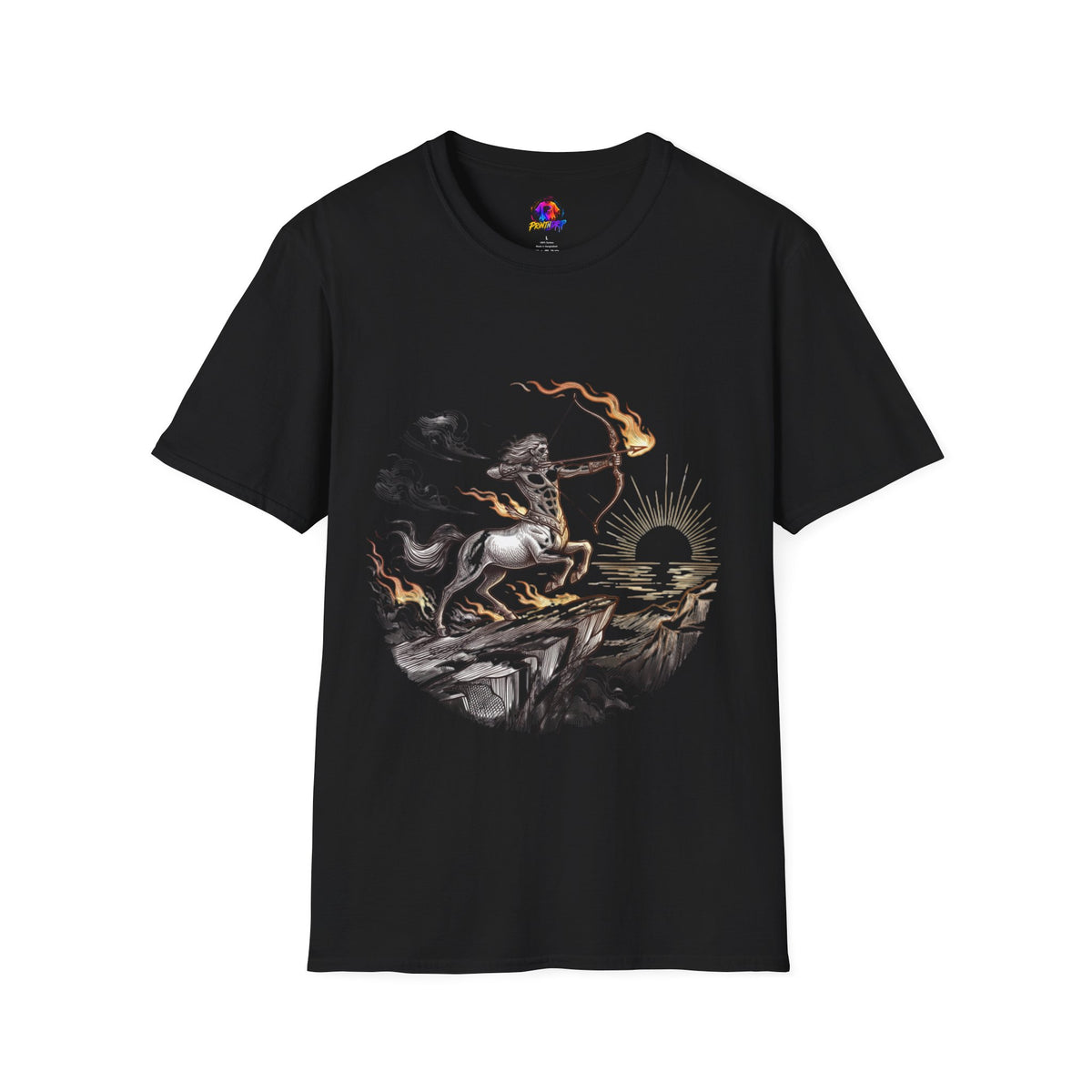 Sagittarius Centaur Archer T-Shirt — Mythical Archer Graphic Tee (Flaming Bow)