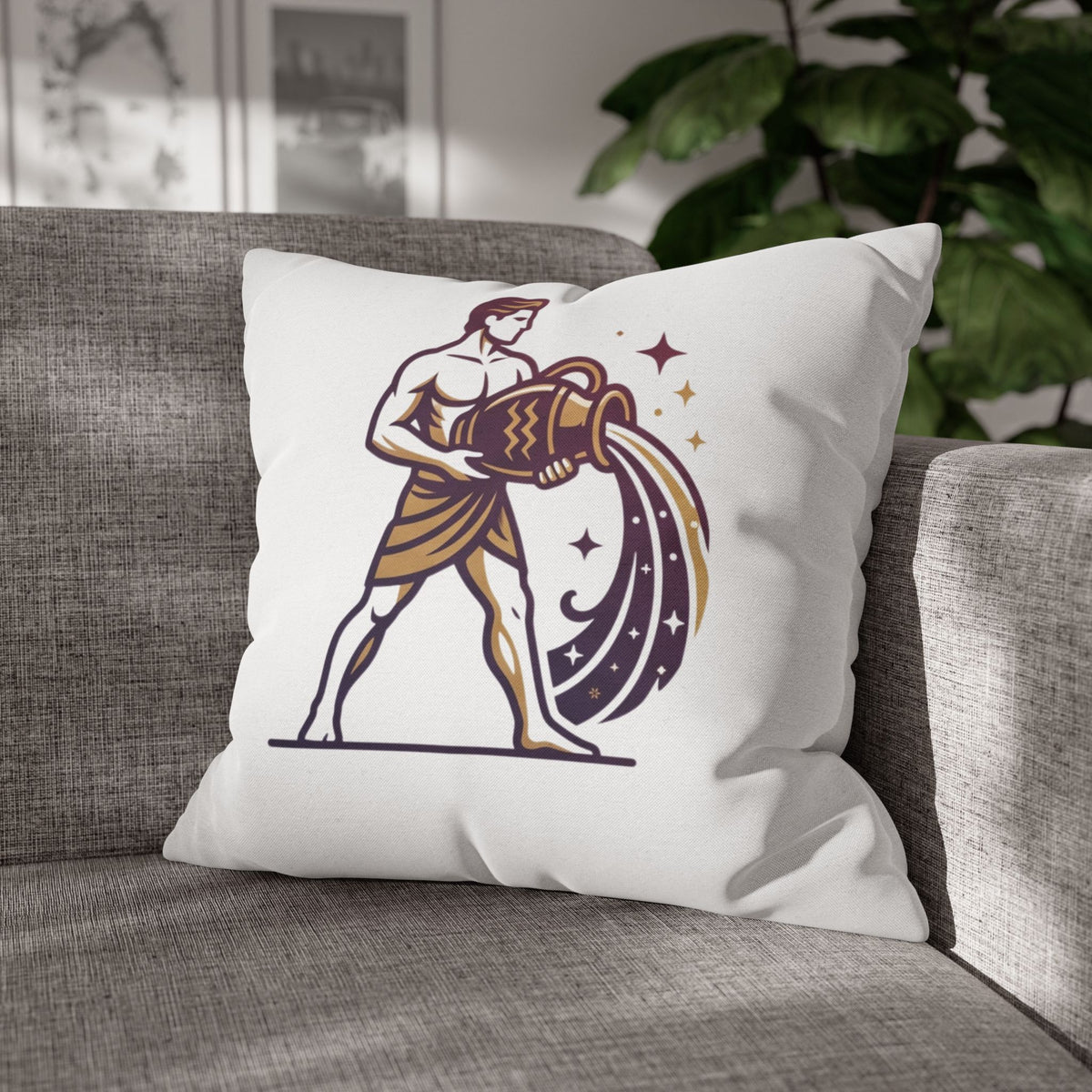 Zodiac Aquarius Pillowcase – Astrological Water-Bearer Decorative Throw Pillow