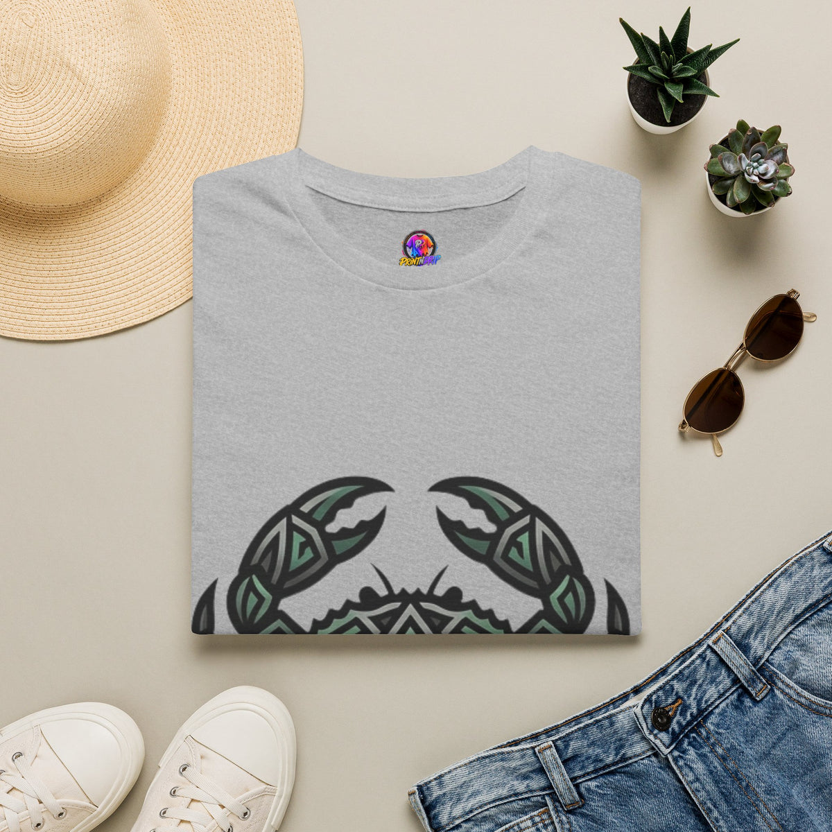 Cancer Zodiac Crab Tribal Graphic T-Shirt — Nautical Beachy Zodiac Style