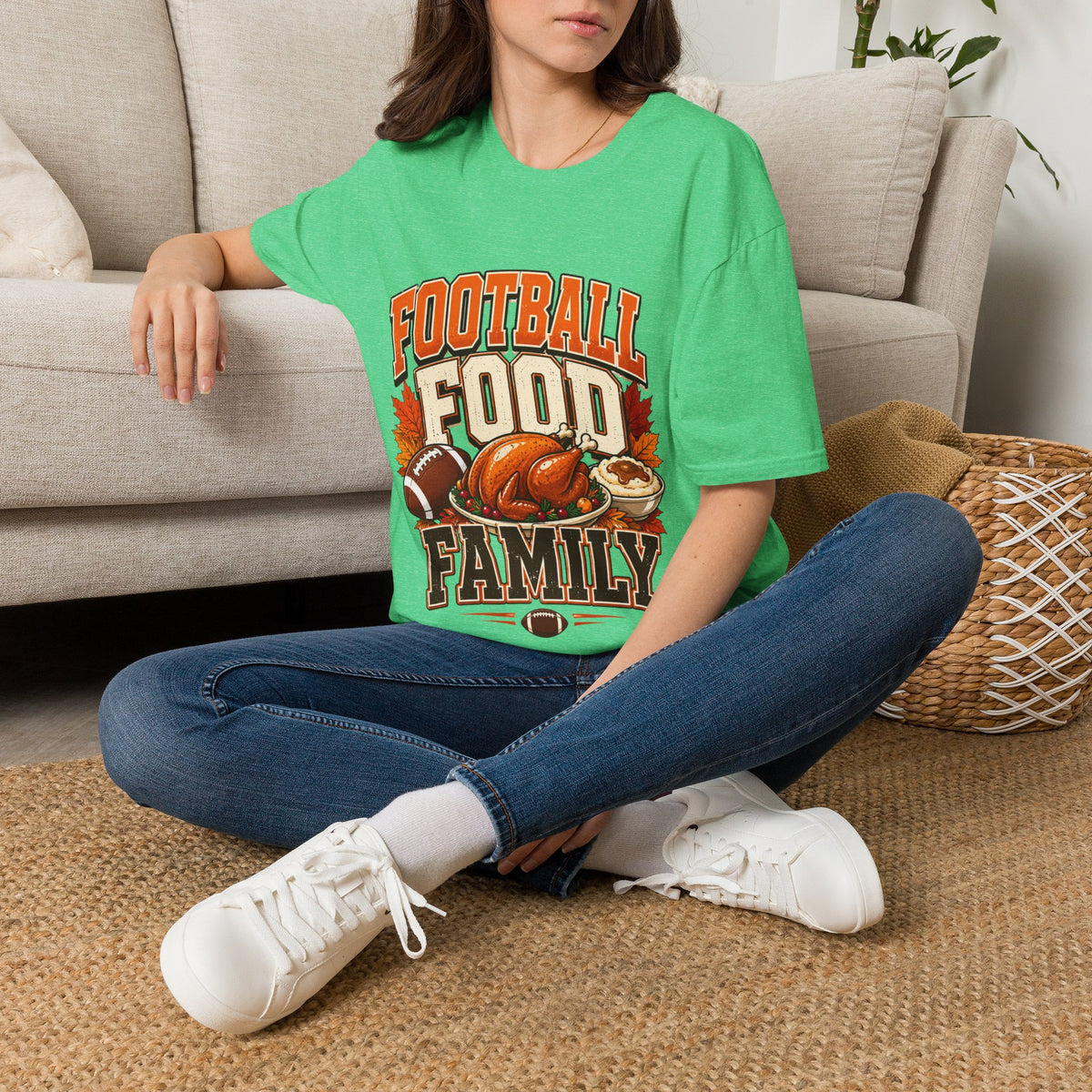 Thanksgiving T-Shirt Football Food Family T-Shirt — Thanksgiving Tailgate Tee for Fans