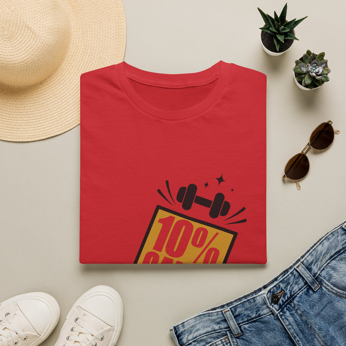 10% Gains 90% Drama Gold Barbell T-Shirt - Minimalist Funny Gym Graphic Tee - Trending Now - September 2026