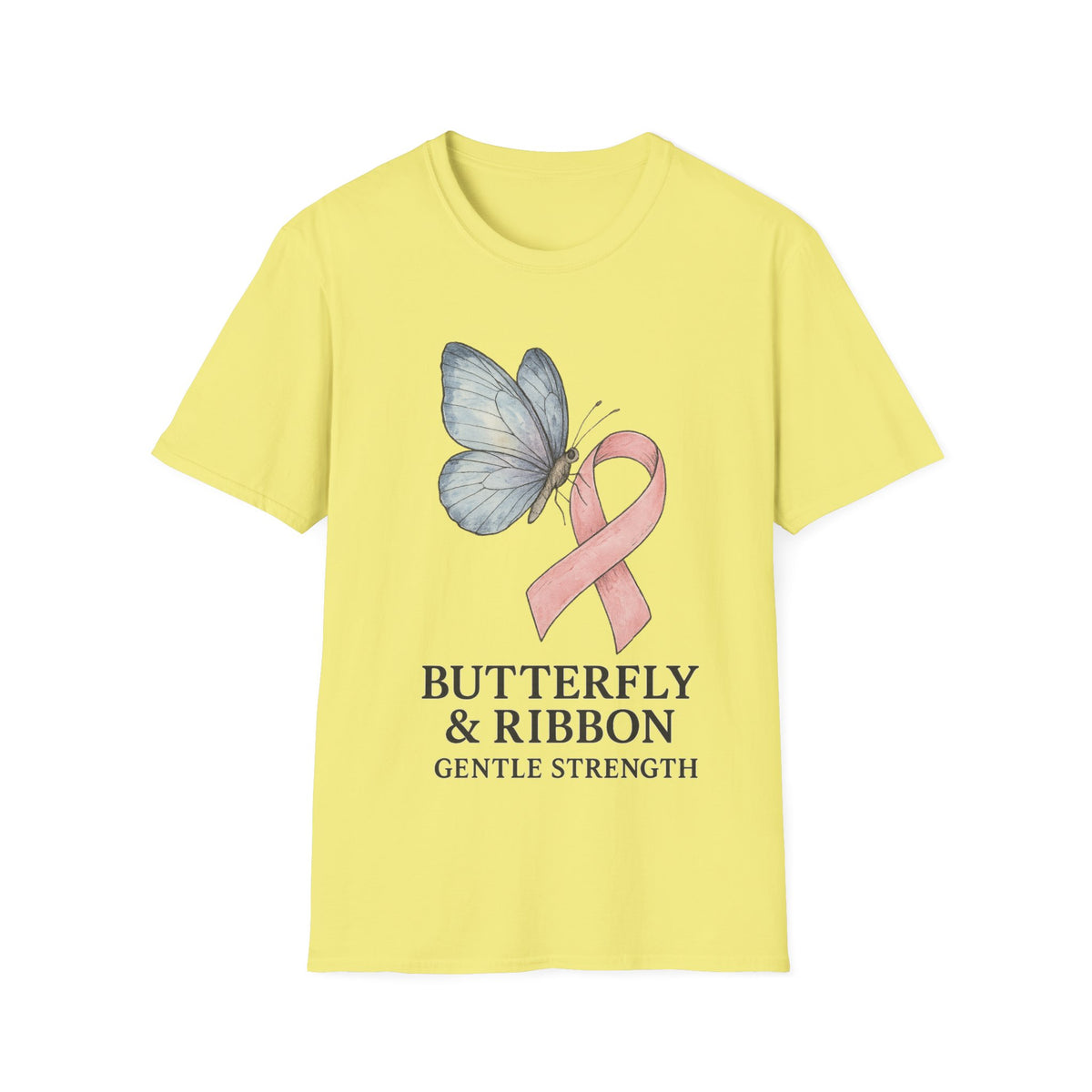 Butterfly and Ribbon Gentle Strength Graphic Tee, Pink Ribbon Breast Cancer T-Shirt - Trending Now - September 2026