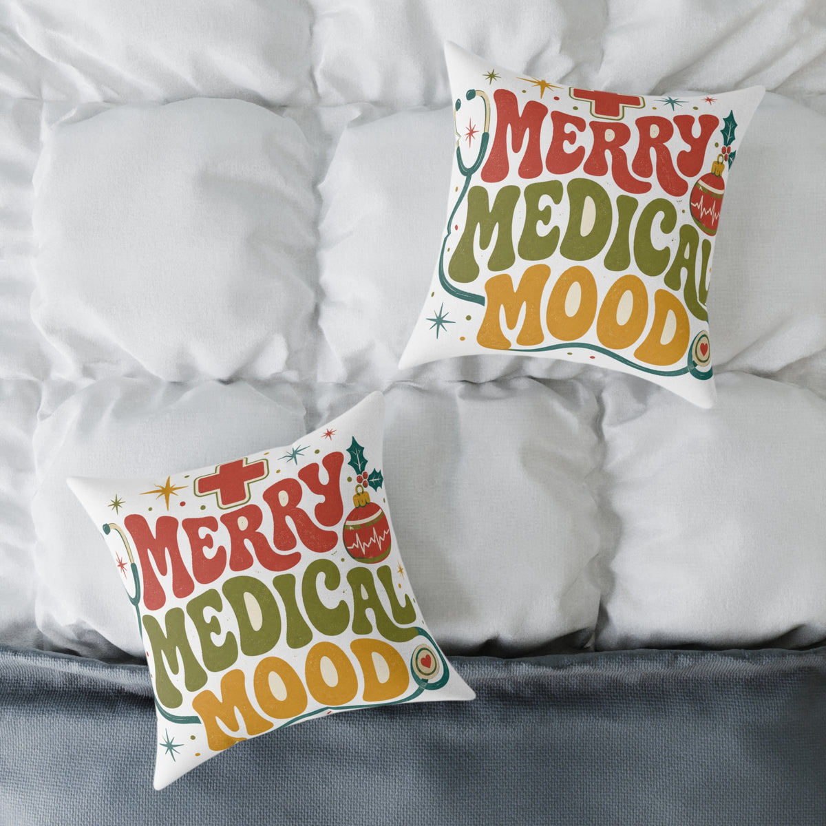 Merry Medical Mood Holiday Modern Day Christmas Throw Pillow