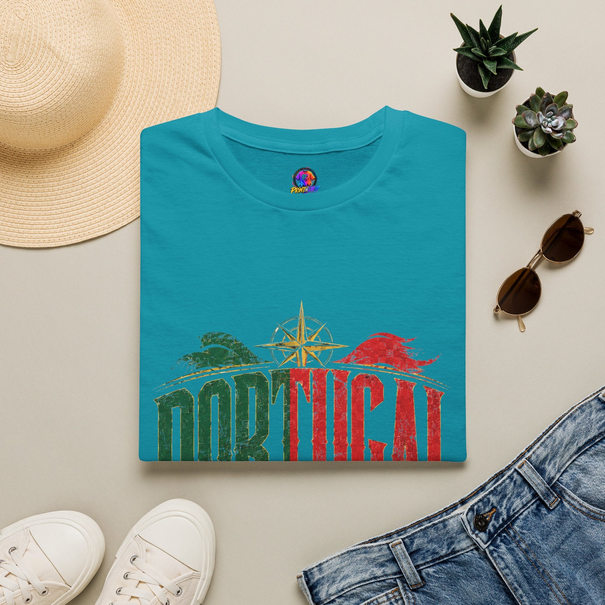 Portugal Vintage Compass T-Shirt — Retro Portuguese Flag Travel Tee