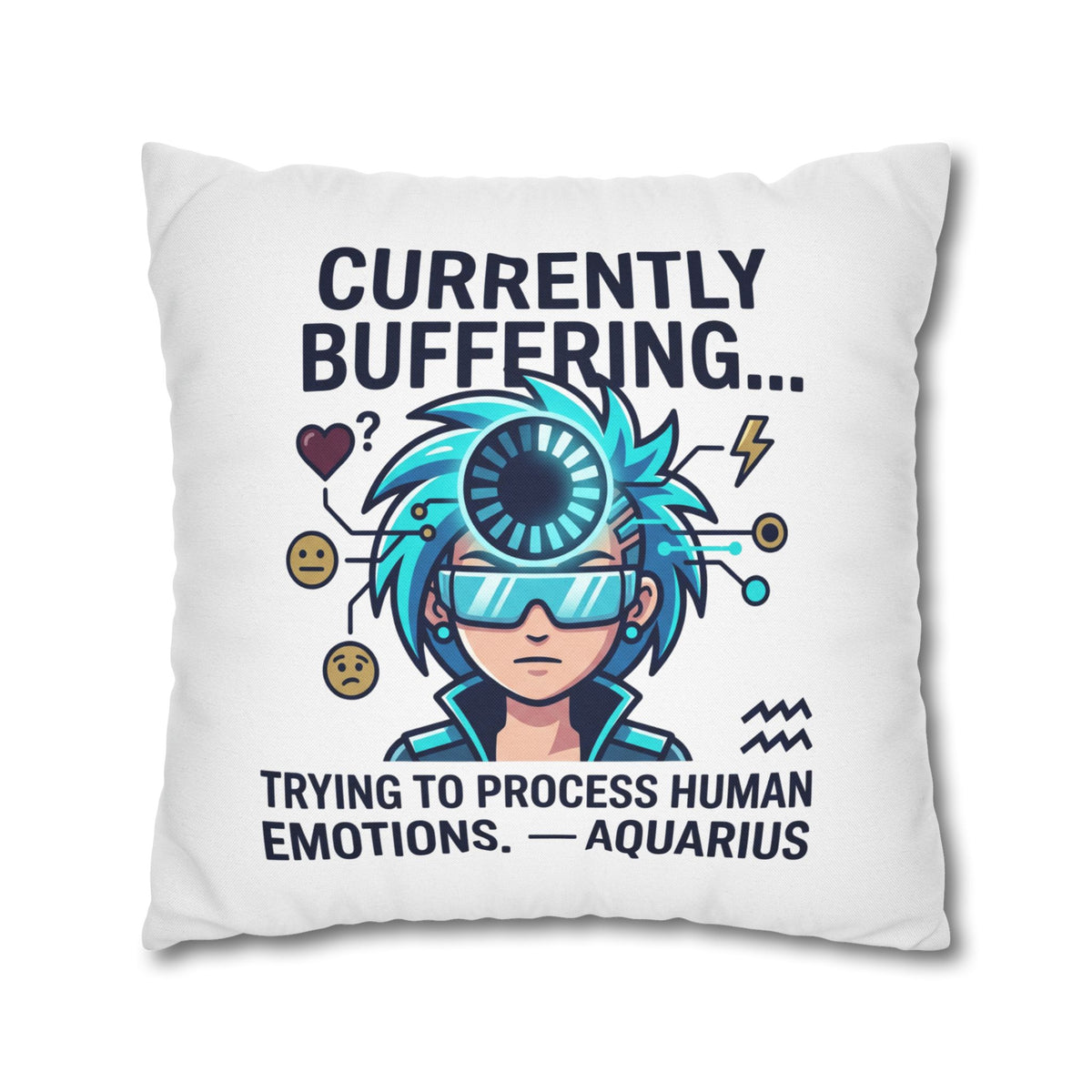 Aquarius Zodiac Spun Polyester Square Pillowcase