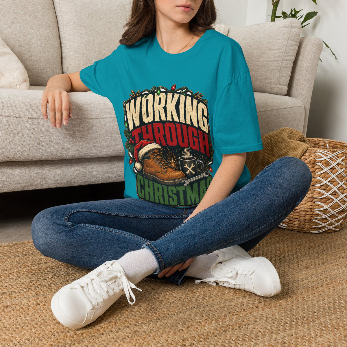 Working Through Christmas T-Shirt — Funny Holiday Nurse/Worker Gift