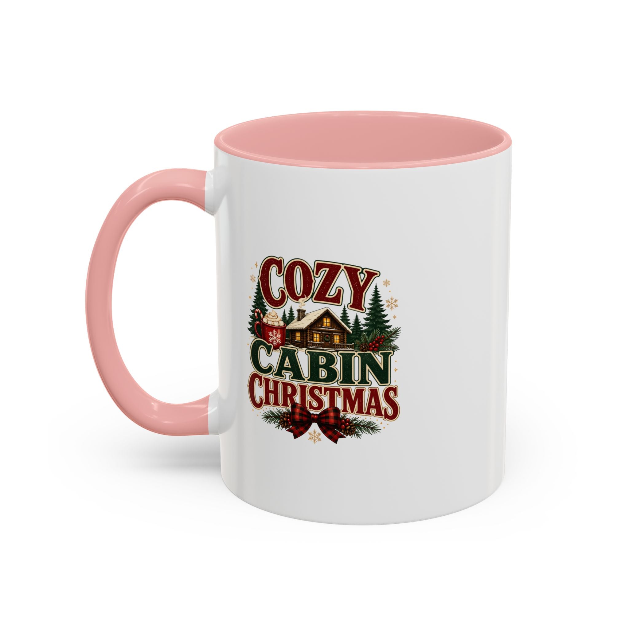 Cozy Cabin Christmas Accent Coffee Mug – Holiday Cabin Coffee Cup