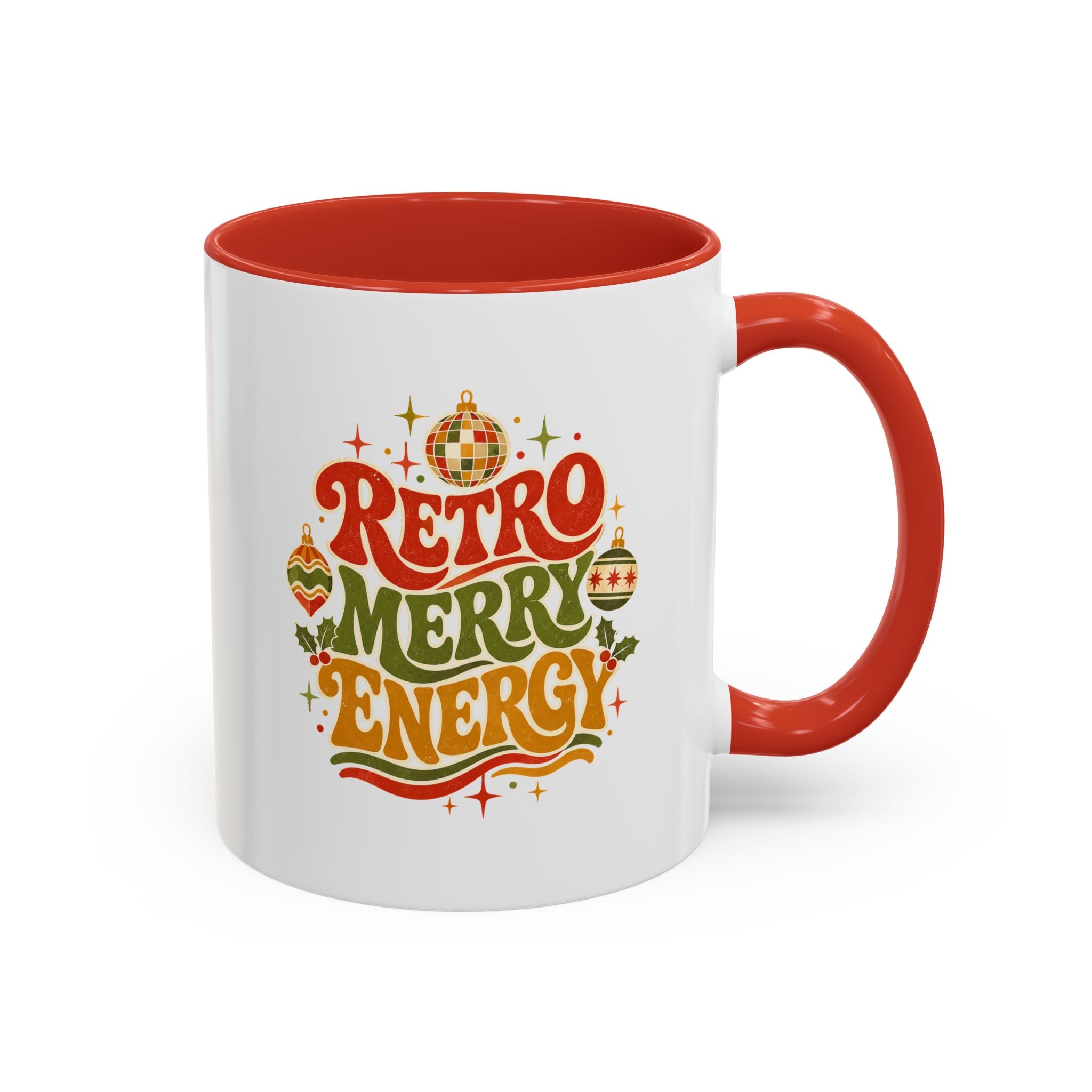 Modern Day Christmas Retro Merry Energy Coffee Mug — Festive 70s Holiday Design