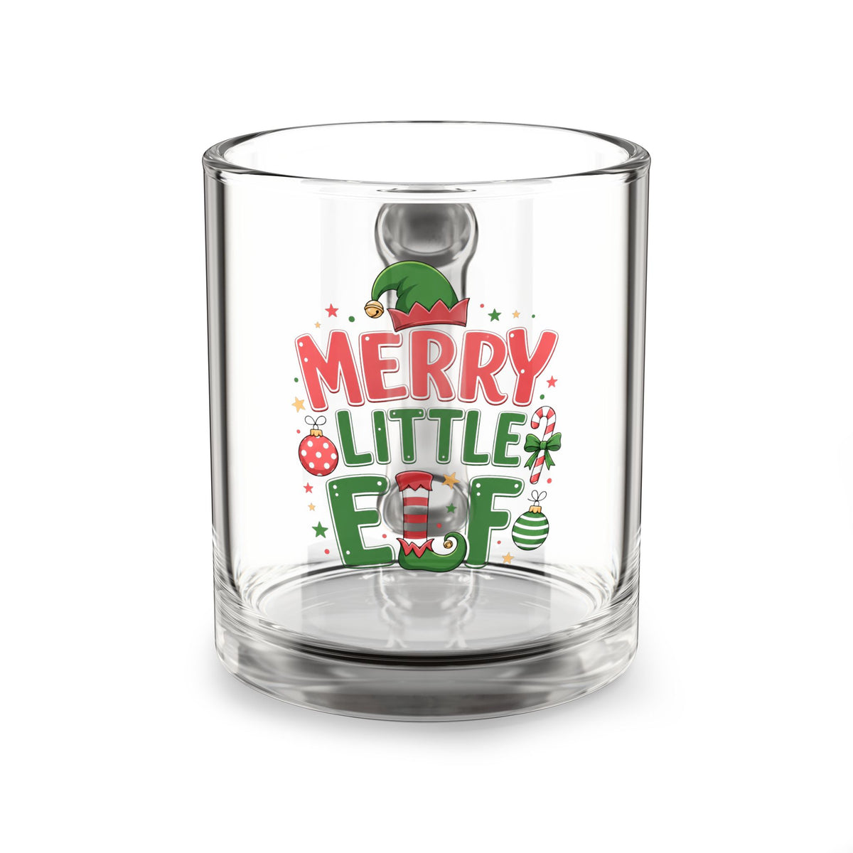 Christmas Glass Mug 10 oz Merry Little Elf 10oz Glass Mug — Christmas Holiday Elf Coffee Cup