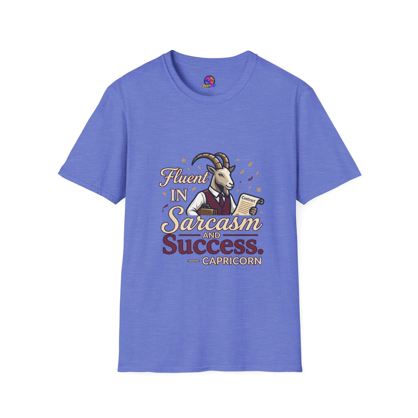 Capricorn Goat Graphic T-Shirt — "Fluent in Sarcasm & Success" Zodiac Tee