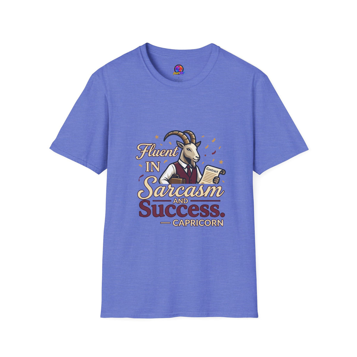 Capricorn Goat Graphic T-Shirt — "Fluent in Sarcasm & Success" Zodiac Tee