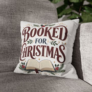Booked for Christmas Square Pillowcase — Holiday Book Lover Throw Pillow