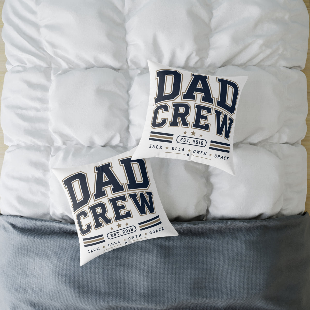 Dad Crew Square Pillow Milo Bailey Dog Dad Mom— Personalized Family Name & Est. Year Accent Pillow