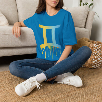 Gemini Drip Zodiac T-Shirt — Rainbow Gemini Symbol Tee