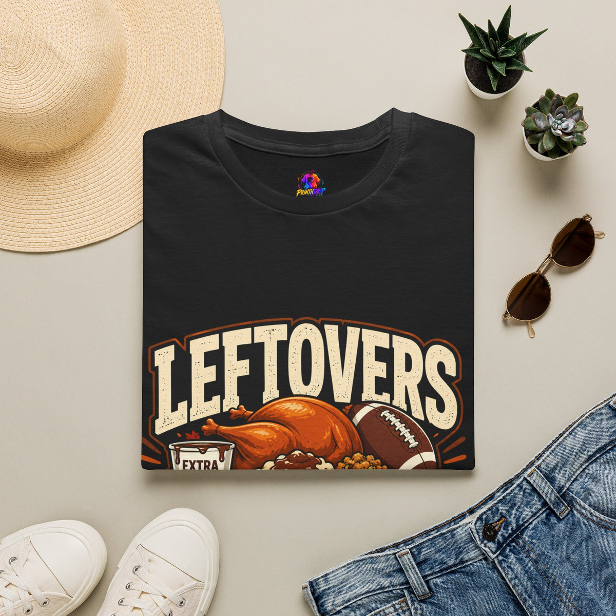 Thanksgiving T-Shirt Leftovers Legend T-Shirt — Thanksgiving Football Turkey Graphic Tee