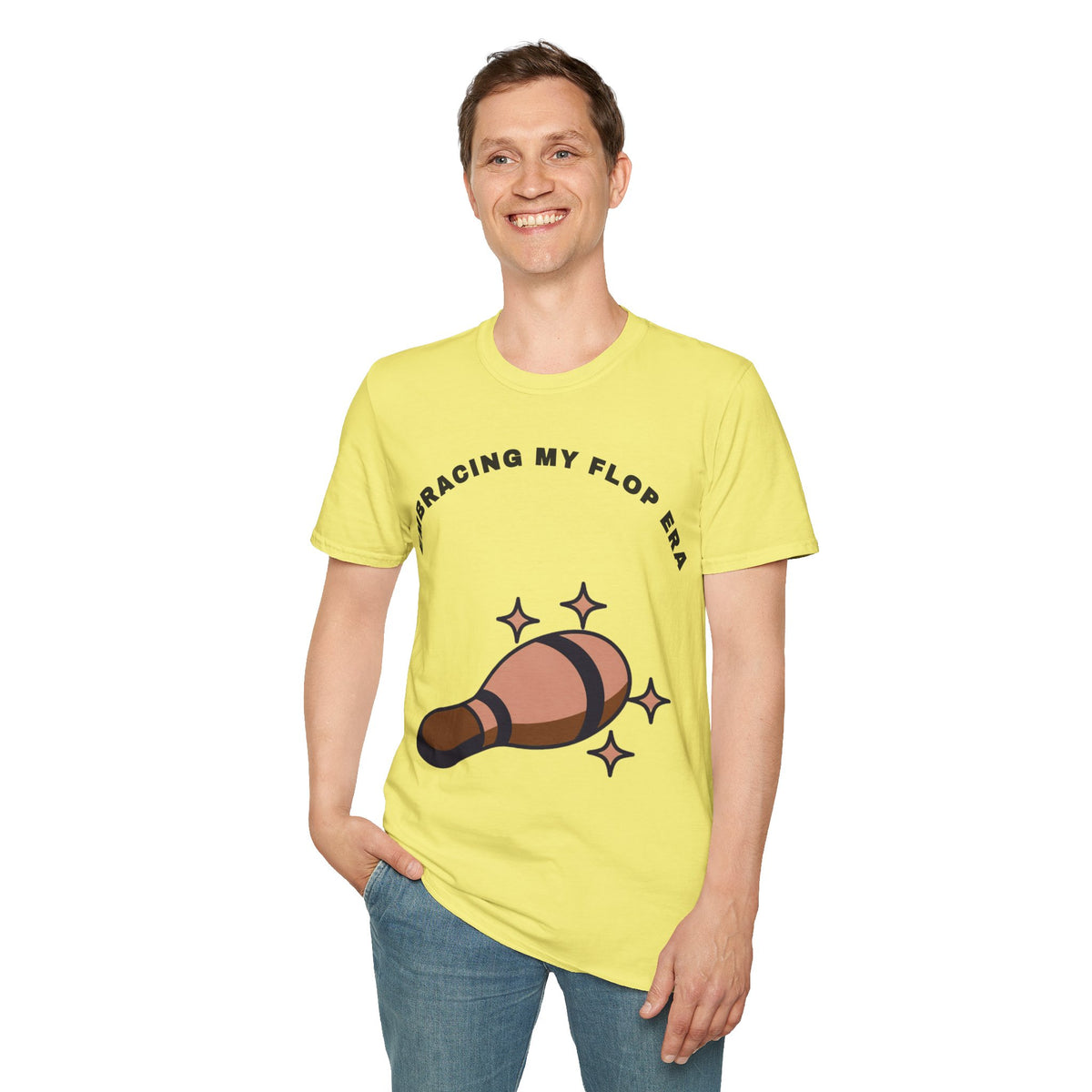 T-Shirt — "Embracing My Flop Era" Funny Self-Love Graphic Tee (Bowling Pin Design) - Trending Now - September 2026