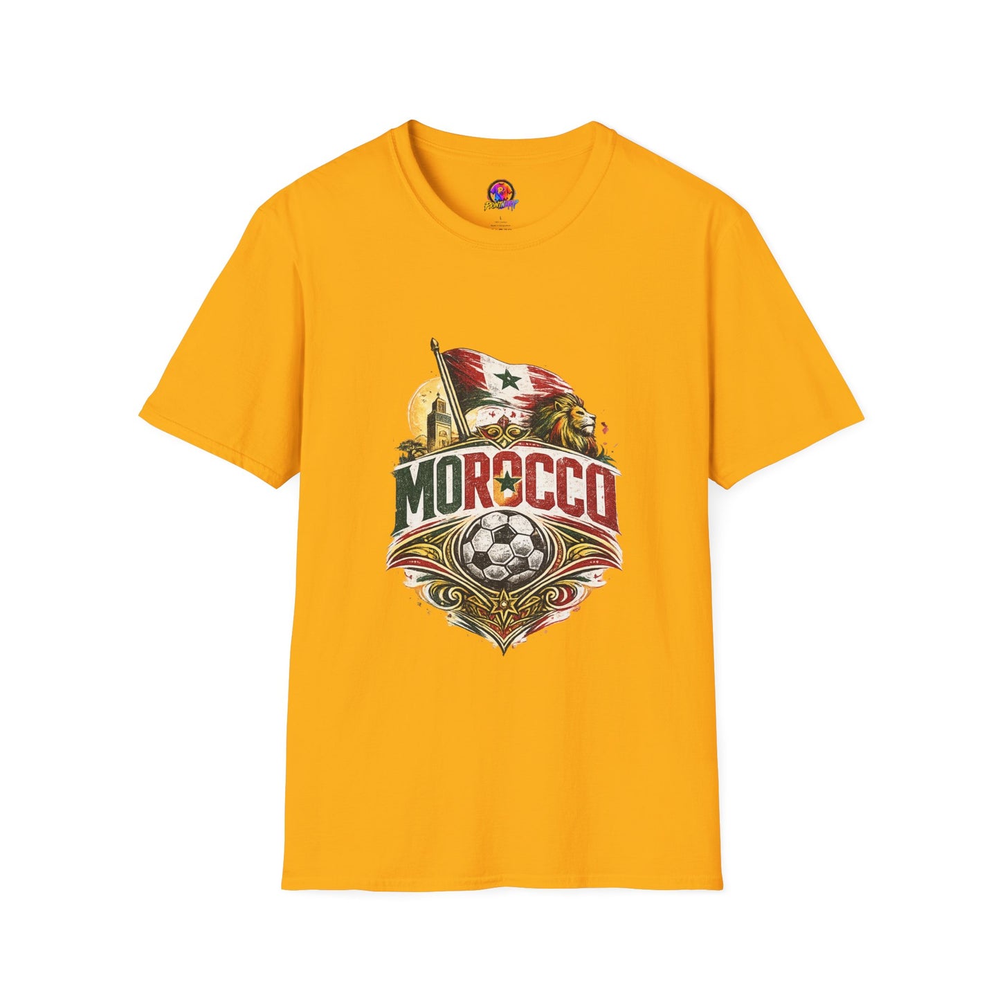 Morocco Soccer T-Shirt — Vintage Flag & Lion Football Tee