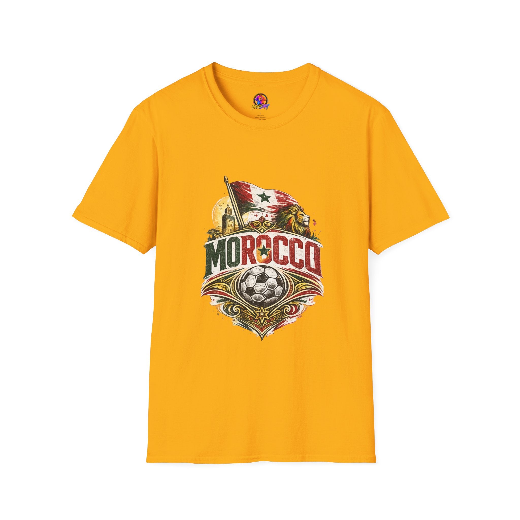 Morocco Soccer T-Shirt — Vintage Flag & Lion Football Tee