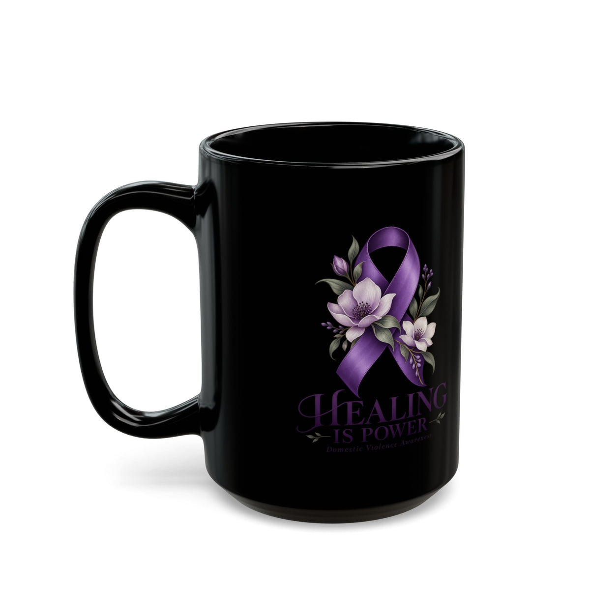 Healing Has Power Purple Ribbon Domestic Violence Awareness Mug