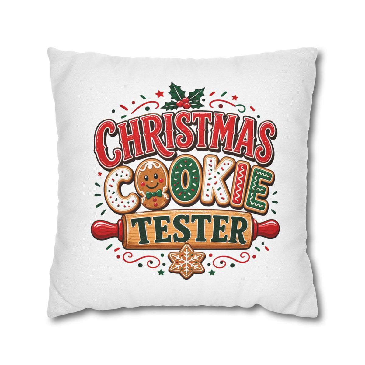 Christmas Cookie Tester Pillowcase — Holiday Decorative Throw Pillow Cover