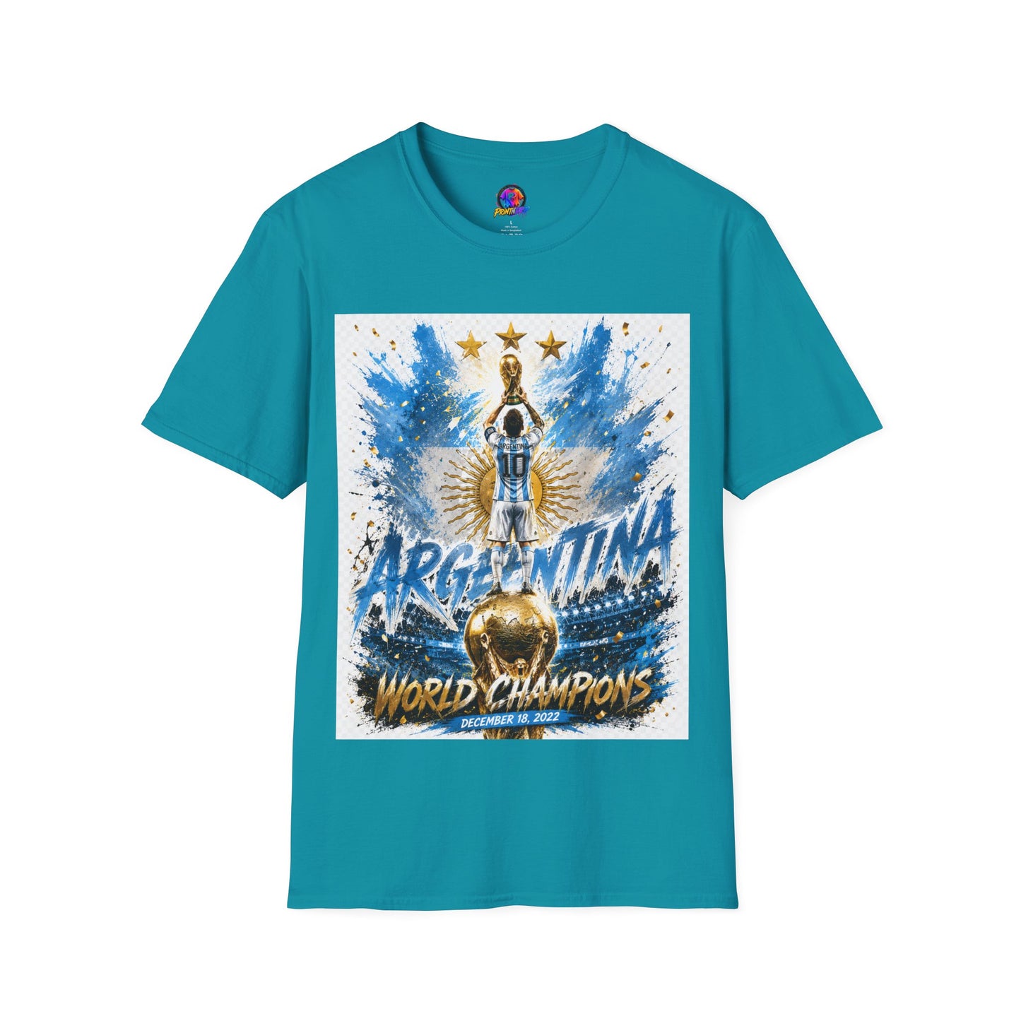 Argentina World Champions T‑Shirt — Soccer World Cup 3 Stars Tribute
