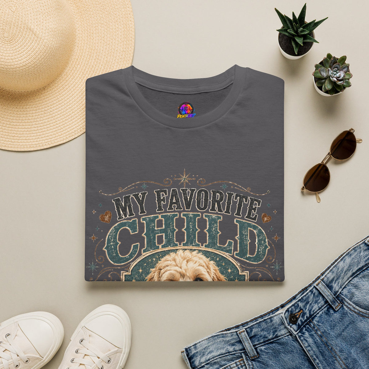 My Favorite Child Dog Mom T-Shirt — Cute Doodle Portrait Pet Lover Tee