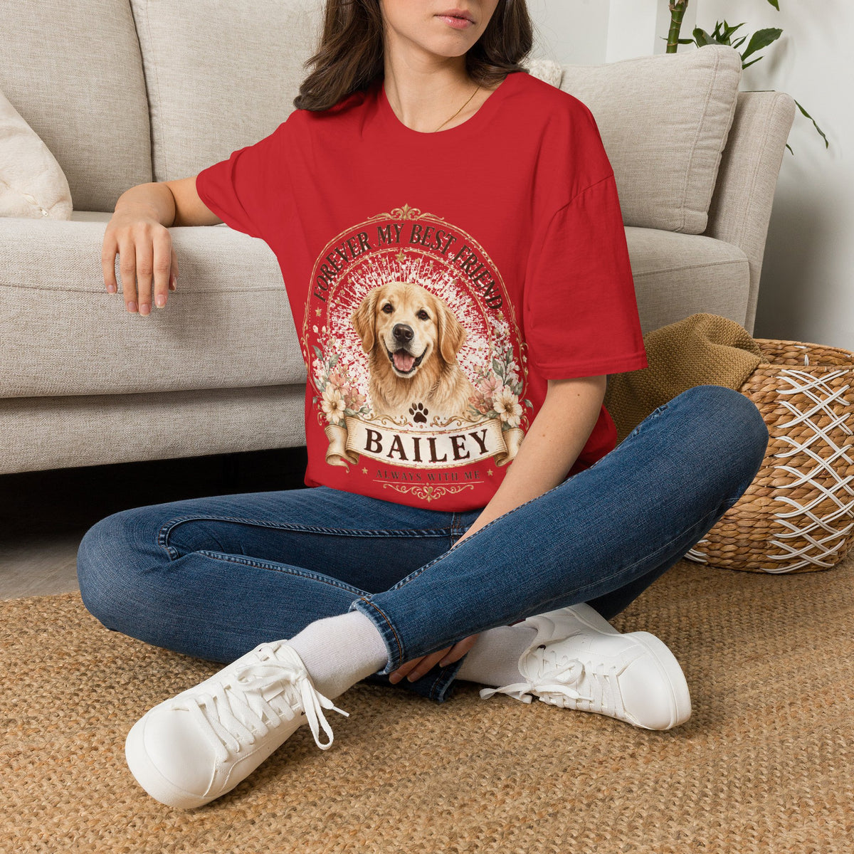 Forever My Best Friend Dog T-Shirt — Personalized Pet Name Golden Retriever Tee