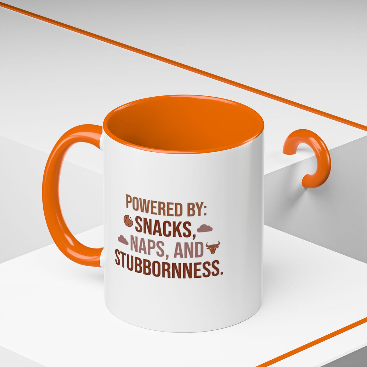 Taurus Coffee Mug - "Powered by Snacks, Naps, and Stubbornness" Accent Ceramic Mug