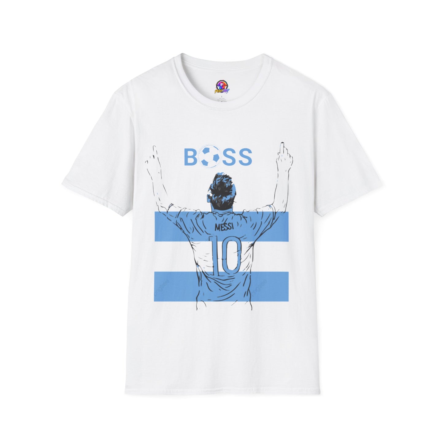 Soccer Boss T‑Shirt — 'BOSS' Striped Football Player Graphic Tee