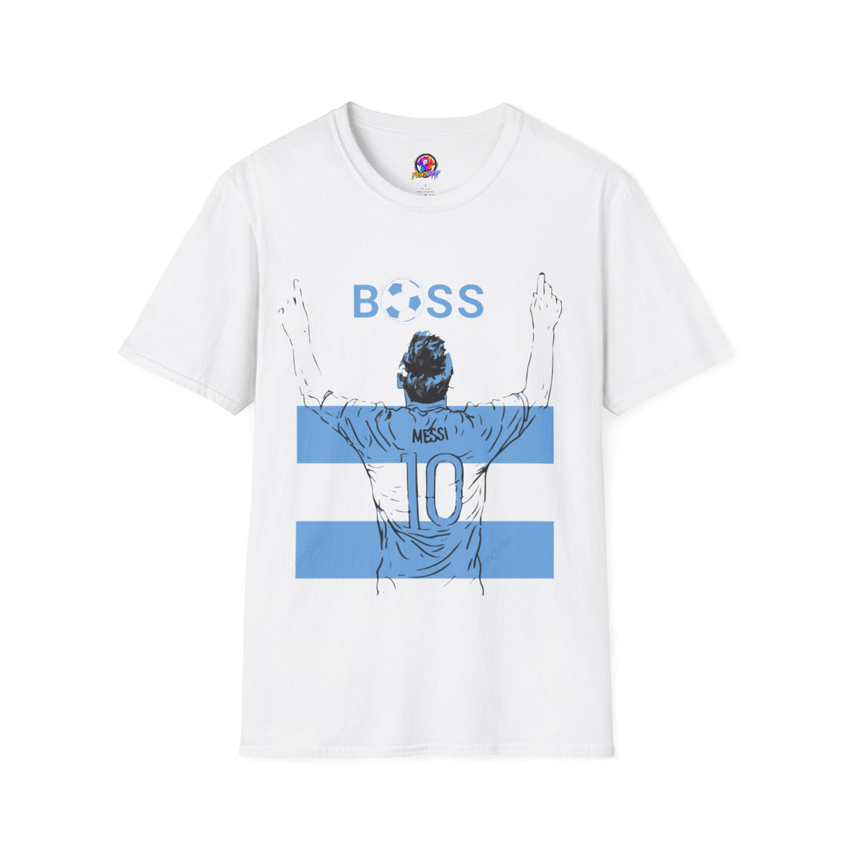 Soccer Boss T‑Shirt — 'BOSS' Striped Football Player Graphic Tee