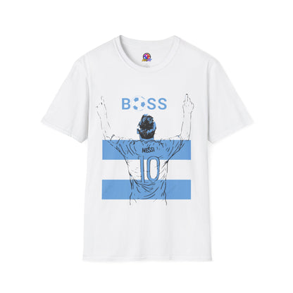 Soccer Boss T‑Shirt — 'BOSS' Striped Football Player Graphic Tee