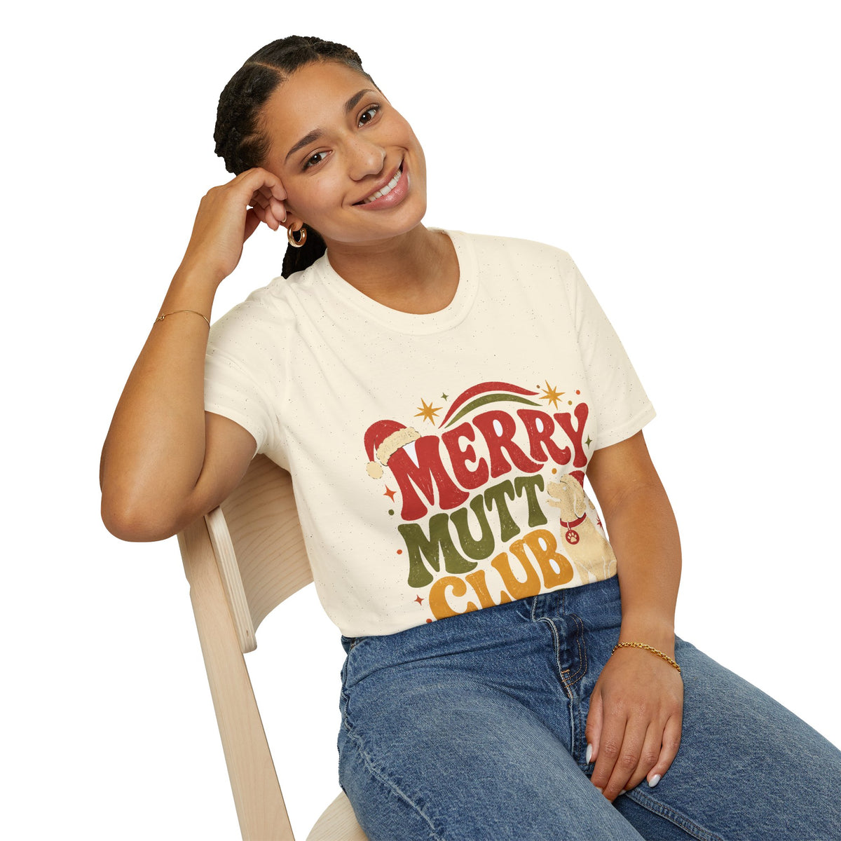 Merry Mutt Club T-Shirt — Retro Christmas Dog Lover Tee